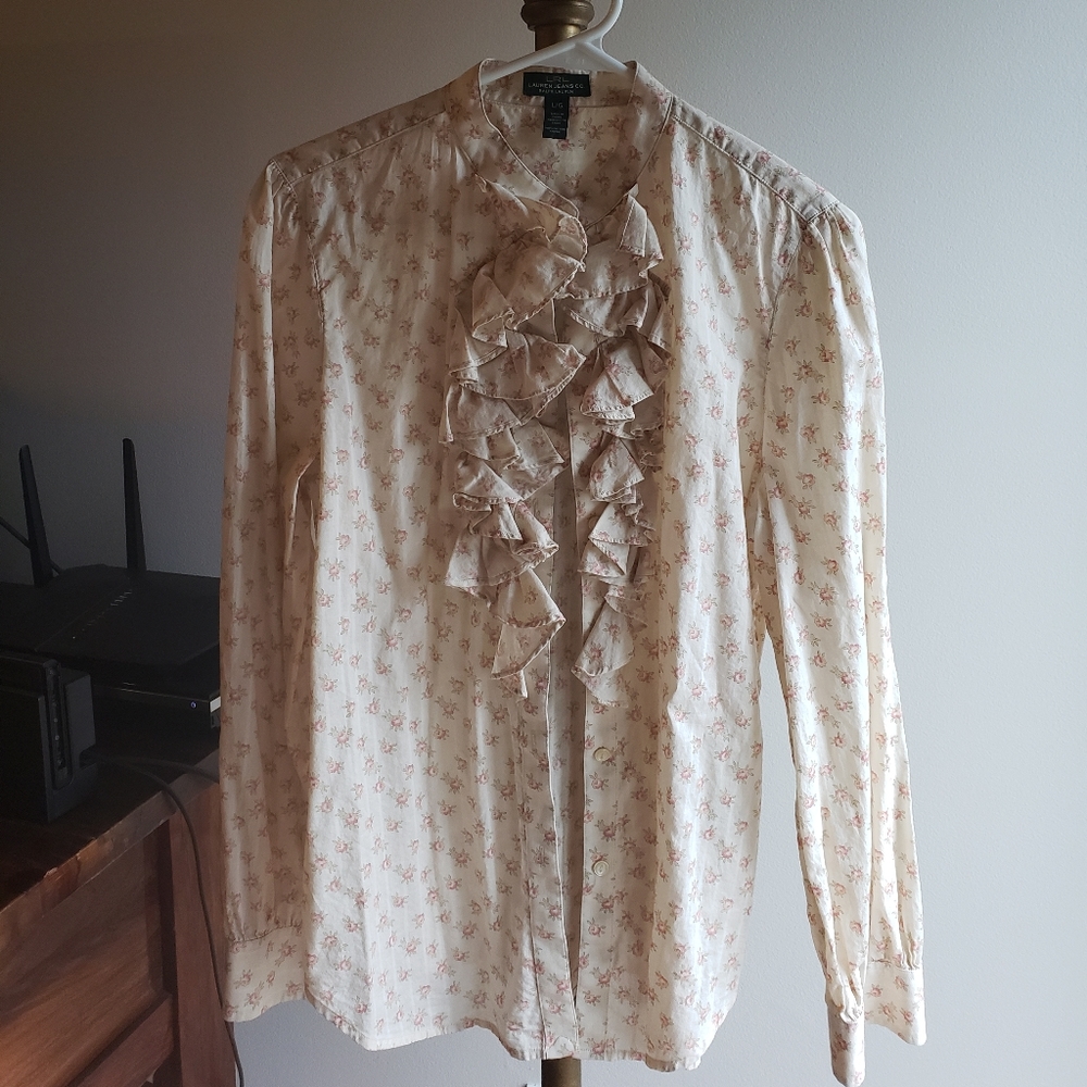 Laruen Ralph Lauren Floral Feminine Button Up Blouse Large L